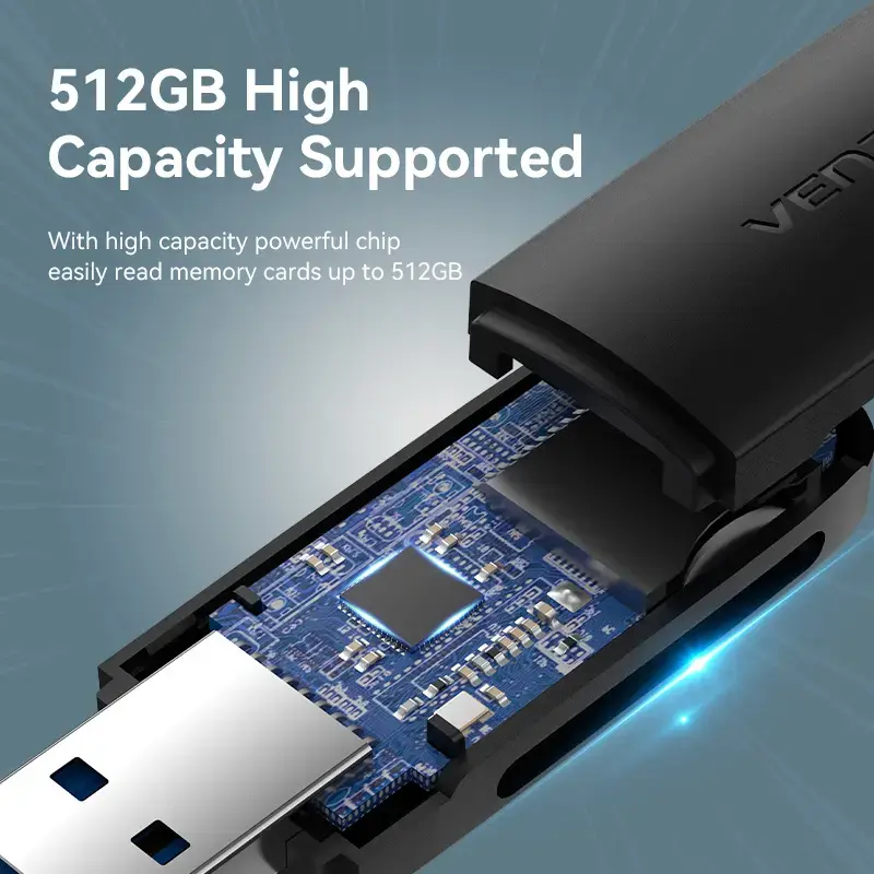 Vention CLGB0 čítačka kariet 2 v 1, USB 3.0 A, SD + TF, dvojité písmeno jednotky, čierna