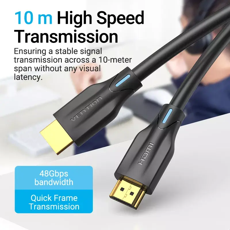 Vention 8K HDMI kábel 2m čierny 48 Gbit/s HDMI 2.1