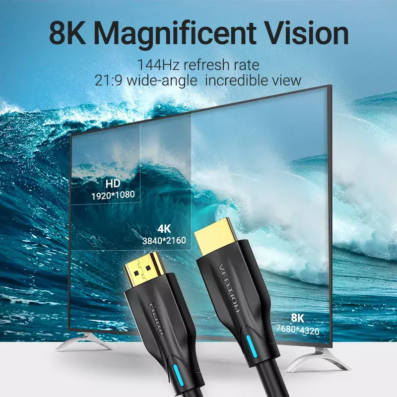 Vention 8K HDMI kábel 2m čierny 48 Gbit/s HDMI 2.1
