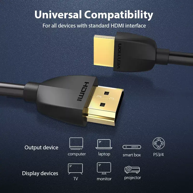 Vention prenosný HDMI kábel 1M čierny 2.0 18 Gbit/s