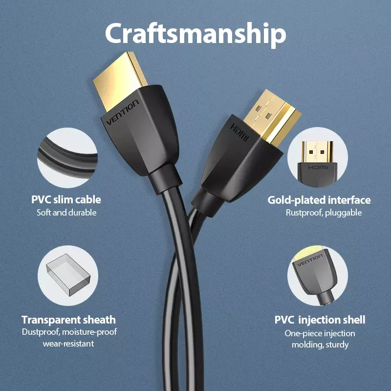 Vention prenosný HDMI kábel 1M čierny 2.0 18 Gbit/s