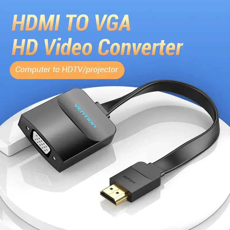 Vention plochý konvertor HDMI na VGA 0,15 m čierny VGA D-Sub HDMI typ A