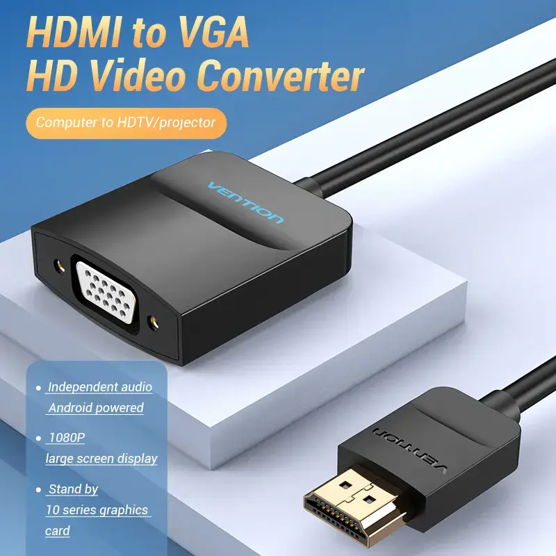 Vention konvertor HDMI na VGA 0,15 m čierny HDMI typ A VGA
