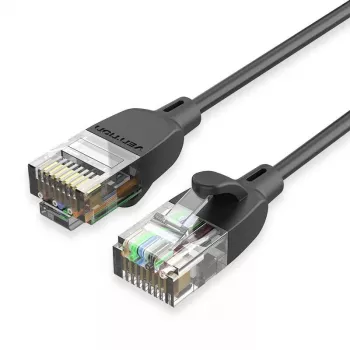 Sieťový patch kábel Vention Cat.6A U/UTP 5 m, RJ-45 na RJ-45, čierny