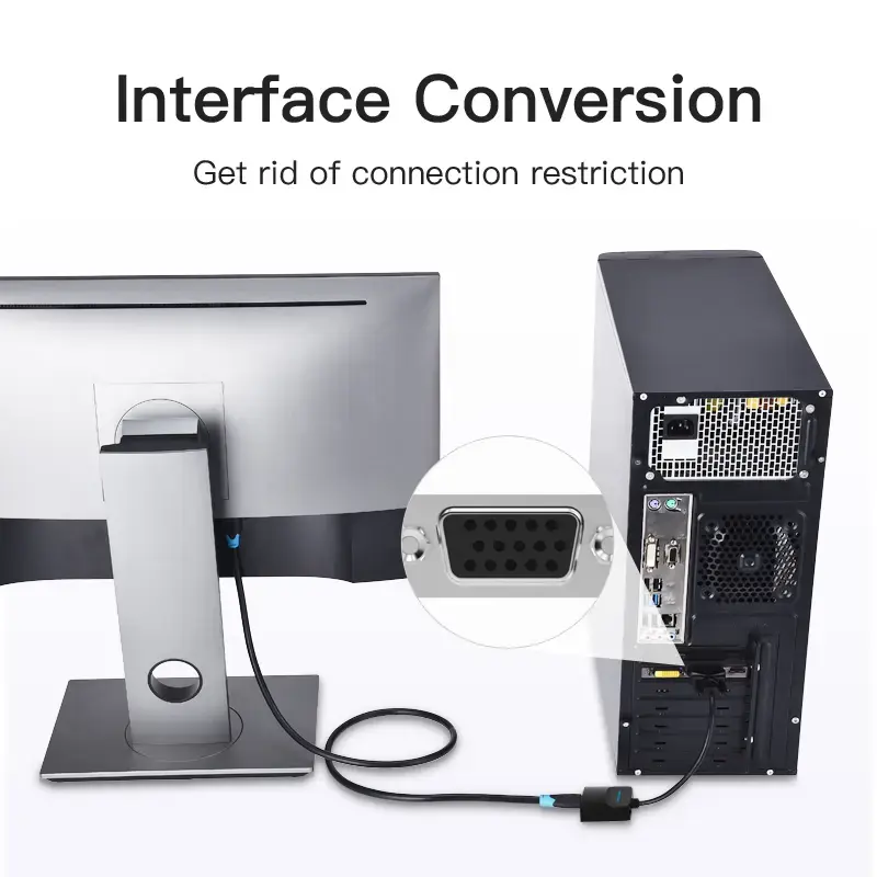 Konvertor VGA na HDMI Vention 0,15 m čierny VGA HDMI Micro-USB audio