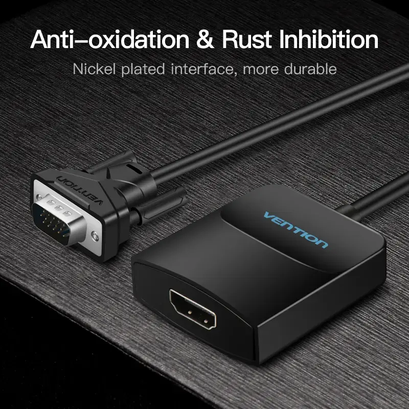 Konvertor VGA na HDMI Vention 0,15 m čierny VGA HDMI Micro-USB audio