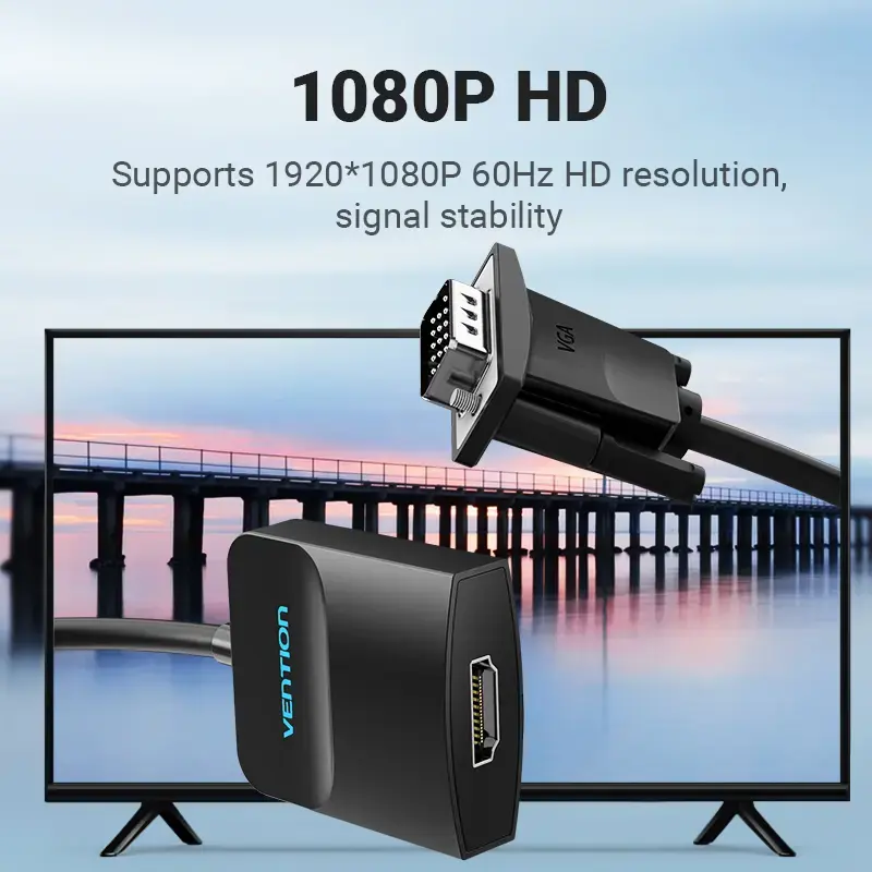 Konvertor VGA na HDMI Vention 0,15 m čierny VGA HDMI Micro-USB audio