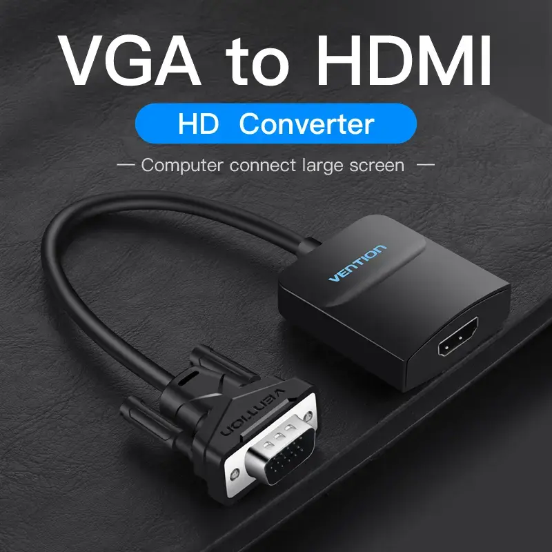 Konvertor VGA na HDMI Vention 0,15 m čierny VGA HDMI Micro-USB audio