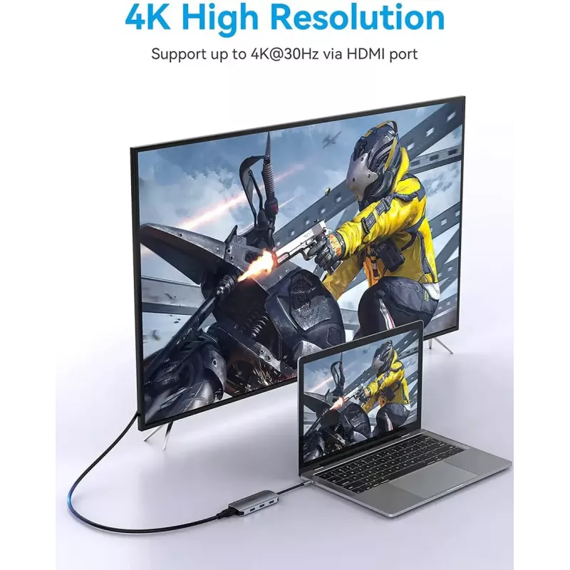 Dokovacia stanica Vention USB-C na HDMI USB 3.0x3 SD TF PD 100W sivá