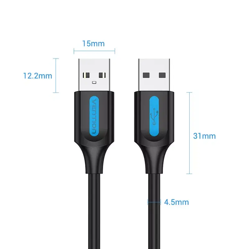 Vention COJBH kábel USB 2.0, USB-A samec – USB-A samec, 2 m, 2 A, čierny