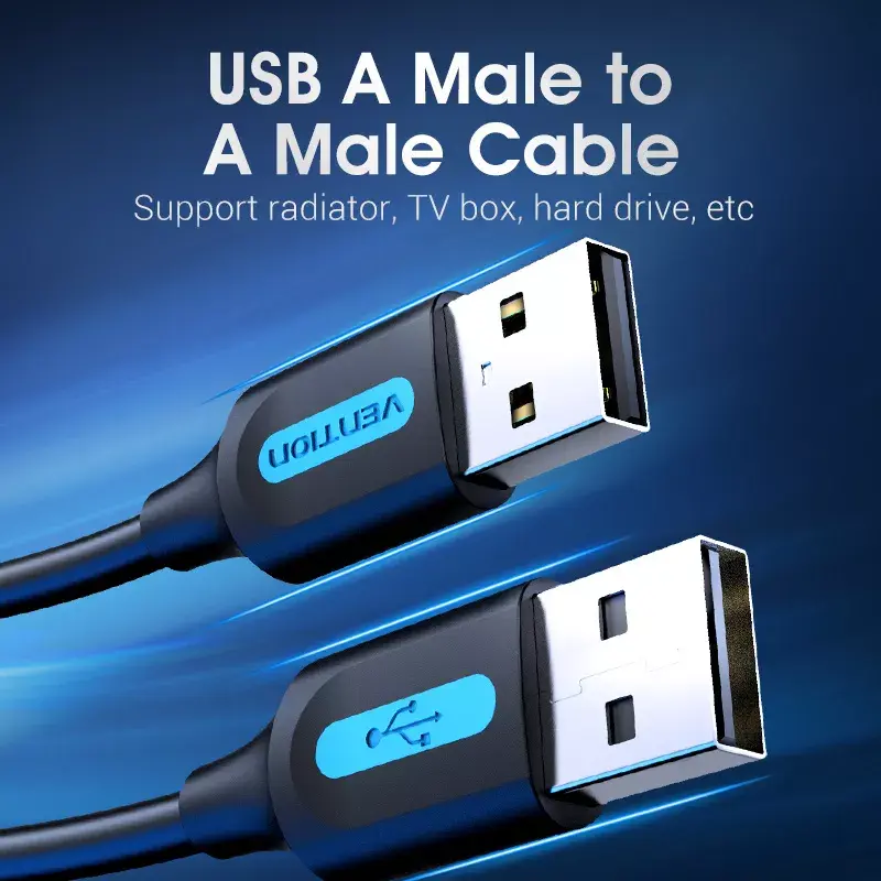 Vention COJBH kábel USB 2.0, USB-A samec – USB-A samec, 2 m, 2 A, čierny