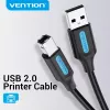 Kábel USB 2.0 A samec na B samec 3 m — Vention — čierny PVC, 480 Mbit/s, 2 A