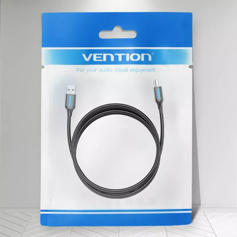Kábel USB 2.0 A samec na B samec 3 m — Vention — čierny PVC, 480 Mbit/s, 2 A