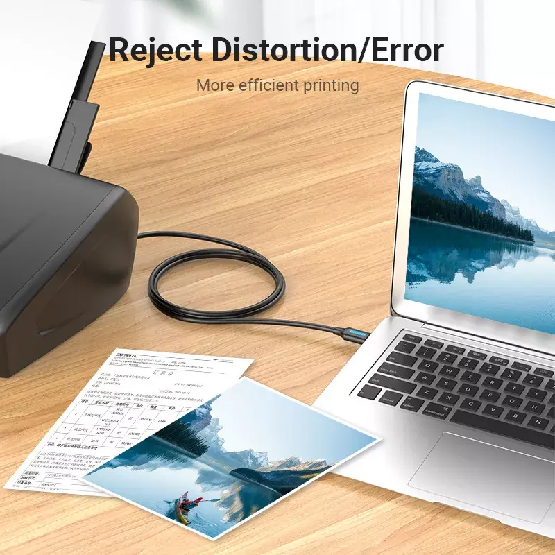 Kábel USB 2.0 A samec na B samec 3 m — Vention — čierny PVC, 480 Mbit/s, 2 A