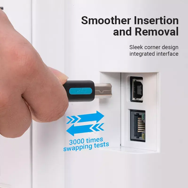 Kábel USB 2.0 A samec na B samec 3 m — Vention — čierny PVC, 480 Mbit/s, 2 A