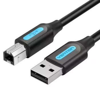 Kábel USB 2.0 A samec na B samec 3 m — Vention — čierny PVC, 480 Mbit/s, 2 A