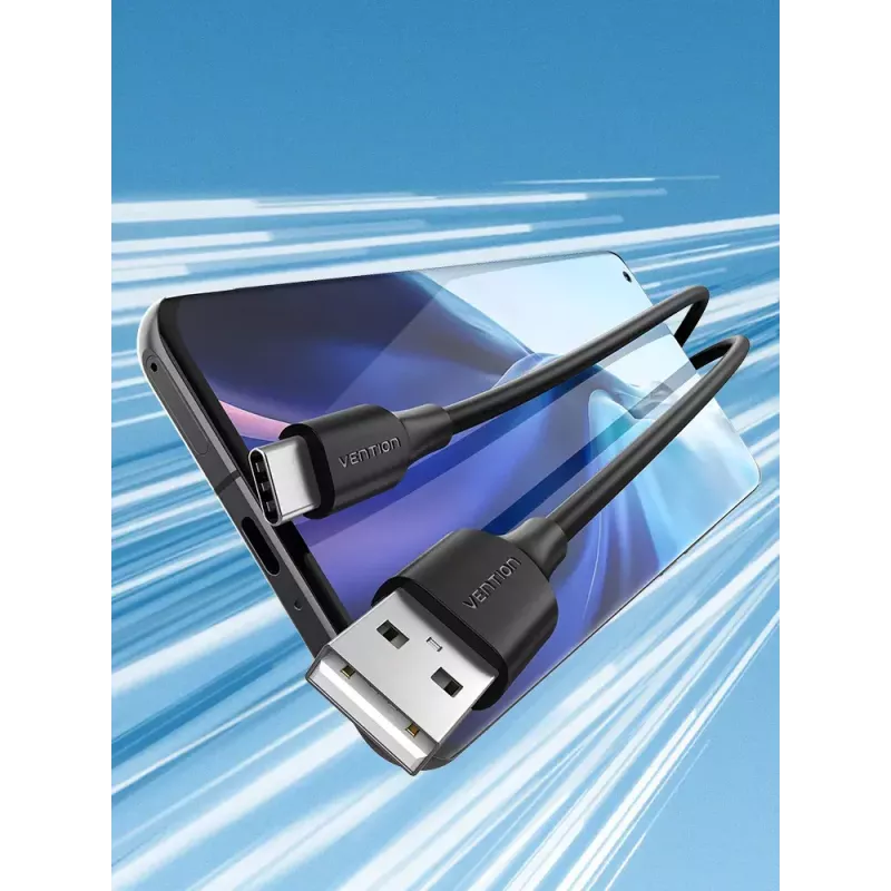 Vention USB 2.0 A samec na C samec 3A kábel 0.5M čierny