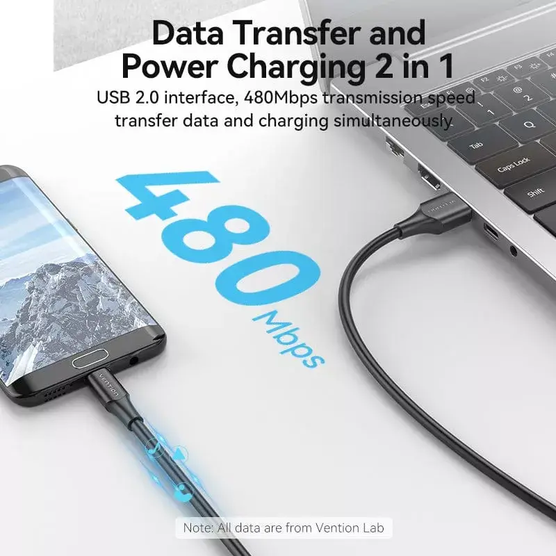 Vention USB 2.0 A konektor samec na Micro-B konektor samec 2A kábel 1M čierny
