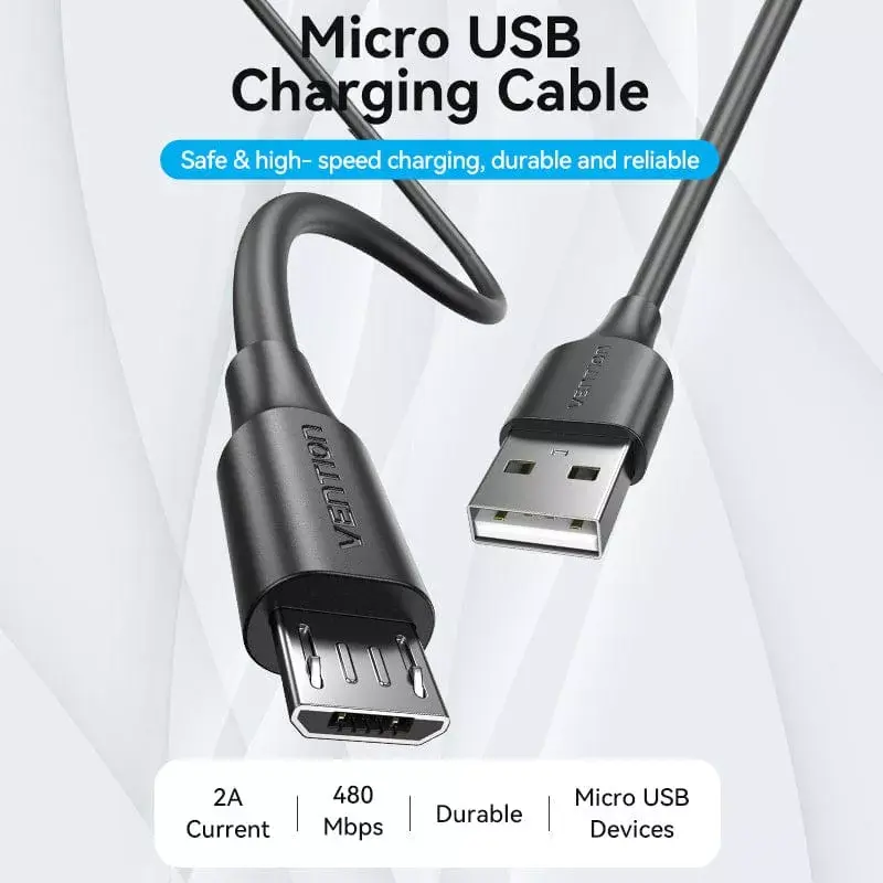 Vention USB 2.0 A konektor samec na Micro-B konektor samec 2A kábel 2M čierny