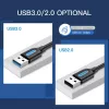 Vention CONBD kábel USB 3.0, USB-A samec – USB-A samec, 0,5 m, PVC, čierny