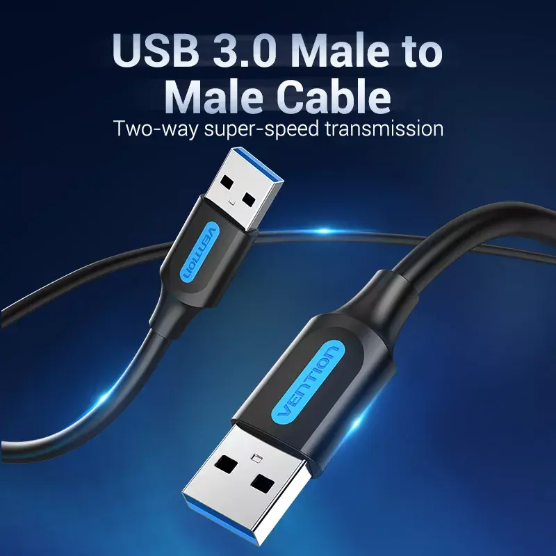 Vention CONBD kábel USB 3.0, USB-A samec – USB-A samec, 0,5 m, PVC, čierny