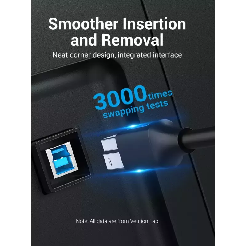 Vention COOBI tlačiarenský kábel USB 3.0, USB-A samec na USB-B samec, 3 m, 5 Gbps, čierny