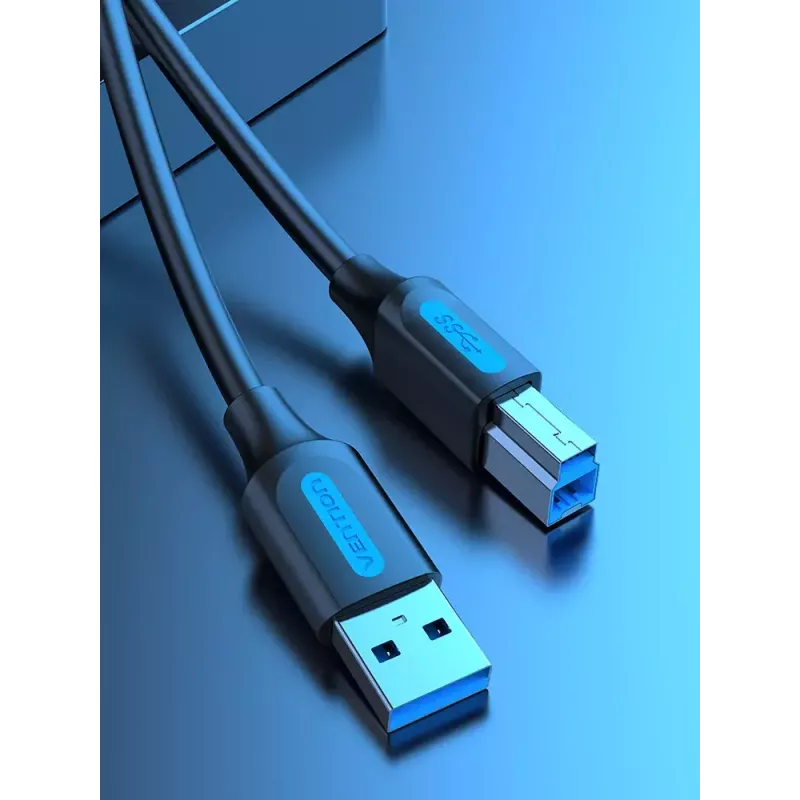 Vention COOBI tlačiarenský kábel USB 3.0, USB-A samec na USB-B samec, 3 m, 5 Gbps, čierny
