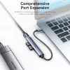 Vention CKOHB mini rozbočovač USB 3.0 4 v 1, 1x USB 3.0 + 3x USB 2.0, 5 Gbps, 0,15 m, hliník, sivý