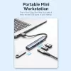 Vention CKOHB mini rozbočovač USB 3.0 4 v 1, 1x USB 3.0 + 3x USB 2.0, 5 Gbps, 0,15 m, hliník, sivý