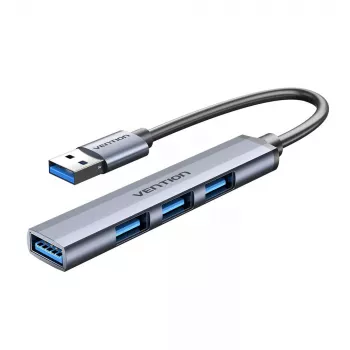 USB hub Vention CKOHB — 4-portový USB 3.2 Gen 1/USB 2.0 hub, 0,15 m kábel, sivý hliník