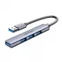 Vention CKOHB mini rozbočovač USB 3.0 4 v 1, 1x USB 3.0 + 3x USB 2.0, 5 Gbps, 0,15 m, hliník, sivý