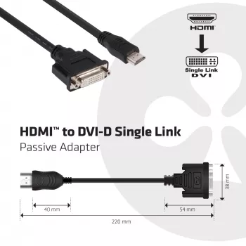 CLUB3D HDMI na DVI Single Link pasívny adaptér 0,40 m HDMI DVI