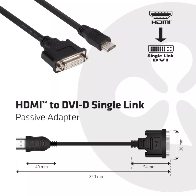 CLUB3D HDMI na DVI Single Link pasívny adaptér 0,40 m HDMI DVI