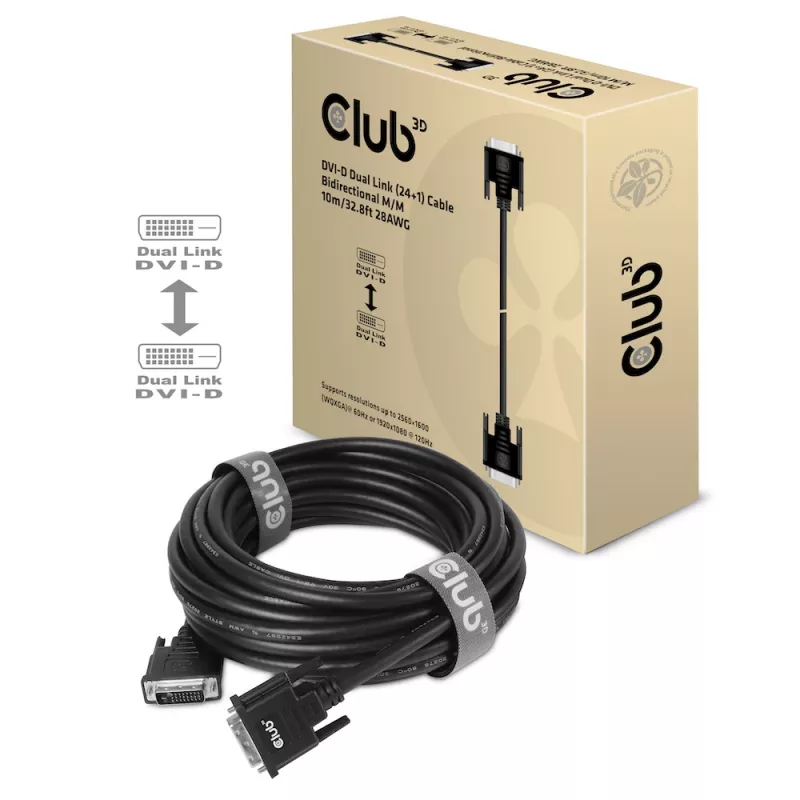 CLUB3D DVI-D Dual Link 24+1 M/M kábel 3m/9,84ft obojsmerný 28AWG