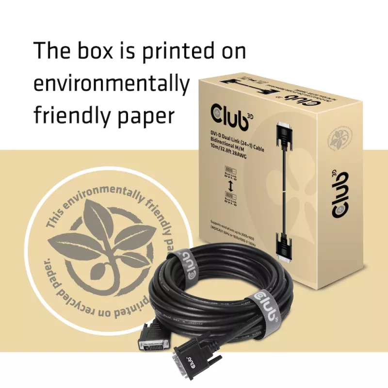 CLUB3D DVI-D Dual Link 24+1 M/M kábel 3m/9,84ft obojsmerný 28AWG