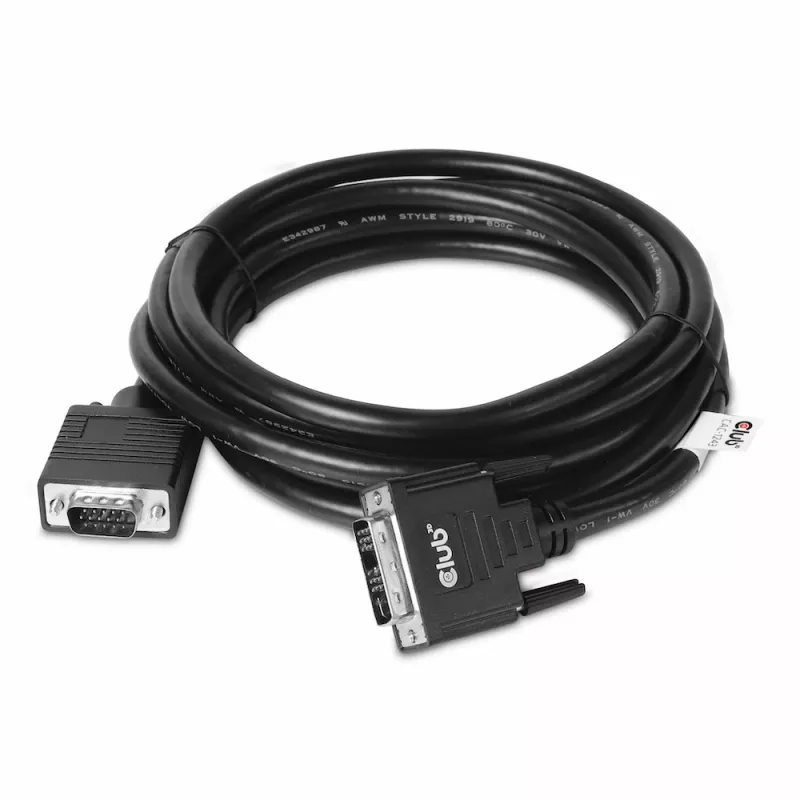 DVI-A na VGA kábel M/M CLUB3D CAC-1243 3m 28 AWG čierny