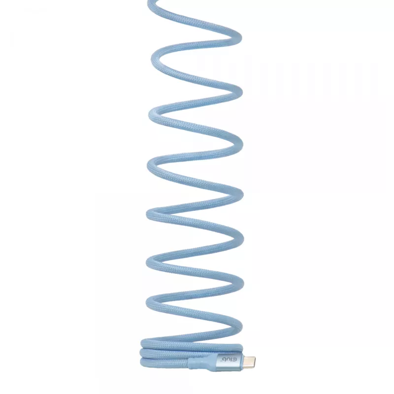 Club 3D CAC-3030 kábel USB-C Magnetic-Coil, 240 W PD3.1, obojsmerný, rýchle nabíjanie, 2 m (6,56 ft), modrý