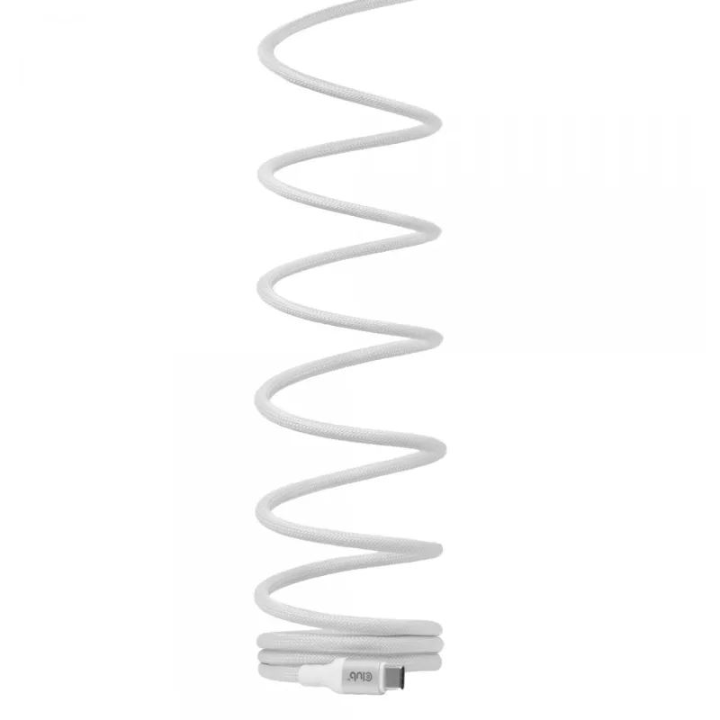 USB-C Magnetic-Coil kábel Club 3D CAC-3032 — biely, dizajn s magnetickou cievkou na nabíjanie a prenos dát