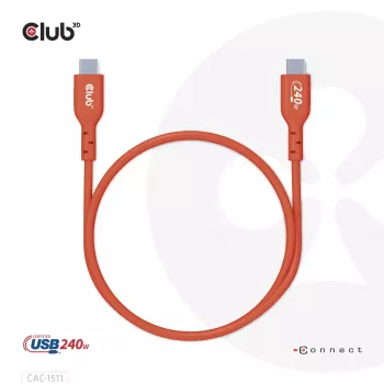 CLUB3D USB2 Type-C obojsmerný USB-IF certifikovaný kábel dáta 480 Mbit/s, PD 240W (48V/5A) EPR M/M 4m
