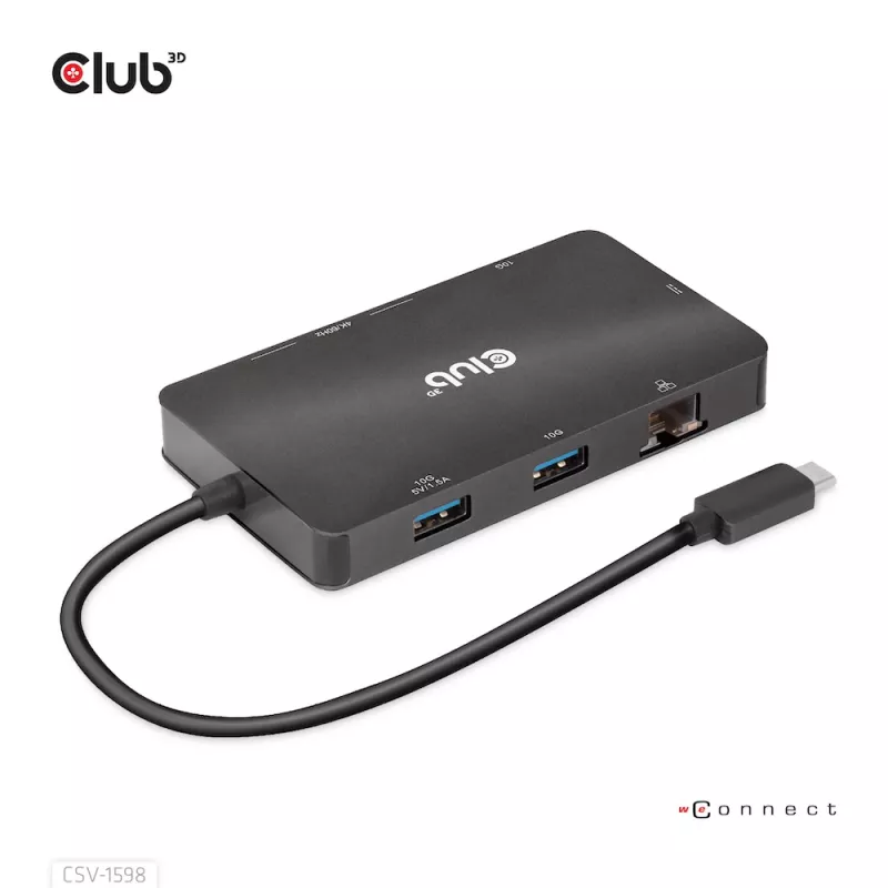 CLUB3D USB Gen2 Type-C na Dual DisplayPort 4k60Hz 7-in-1 HUB