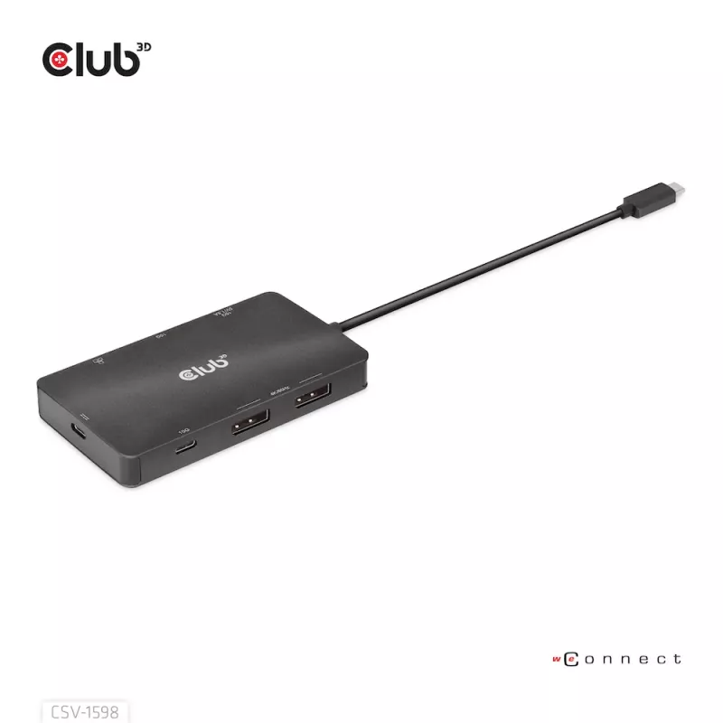 CLUB3D USB Gen2 Type-C na Dual DisplayPort 4k60Hz 7-in-1 HUB