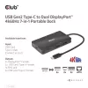 CLUB3D USB Gen2 Type-C na Dual DisplayPort 4k60Hz 7-in-1 HUB