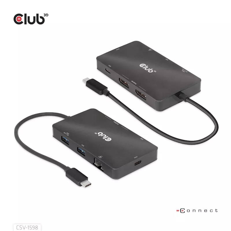 CLUB3D USB Gen2 Type-C na Dual DisplayPort 4k60Hz 7-in-1 HUB