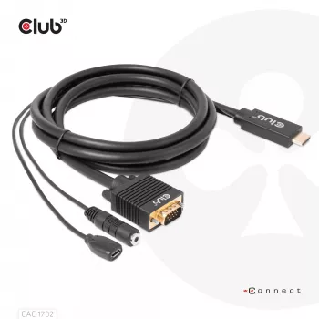 CLUB3D HDMI na VGA kábel M/M 2m 28AWG
