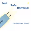 CLUB3D 2-pack USB-C nabíjačka 30 Watt biela, interiér, AC, modrá