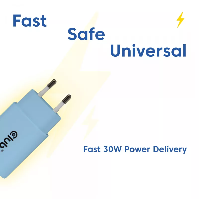 CLUB3D 2-pack USB-C nabíjačka 30 Watt biela, interiér, AC, modrá