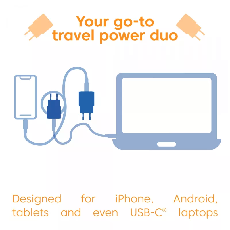 CLUB3D 2-pack USB-C nabíjačka 30 Watt biela, interiér, AC, modrá