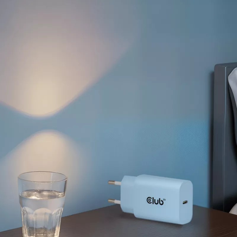 CLUB3D 2-pack USB-C nabíjačka 30 Watt biela, interiér, AC, modrá
