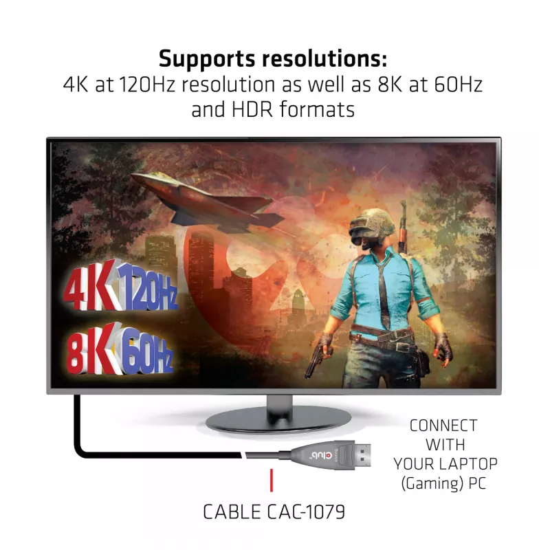 CLUB3D DisplayPort 1.4 Active Optical Cable jednosmerný 4K120Hz 8K60Hz M/M 20m/65.62ft
