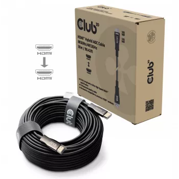 CLUB3D HDMI™ Hybrid AOC kábel 8K60Hz/4K120Hz 30m / 98,42 ft, 30 m, HDMI typ A (Standard), HDMI typ A (Standard), 48 Gbit/s, čierny